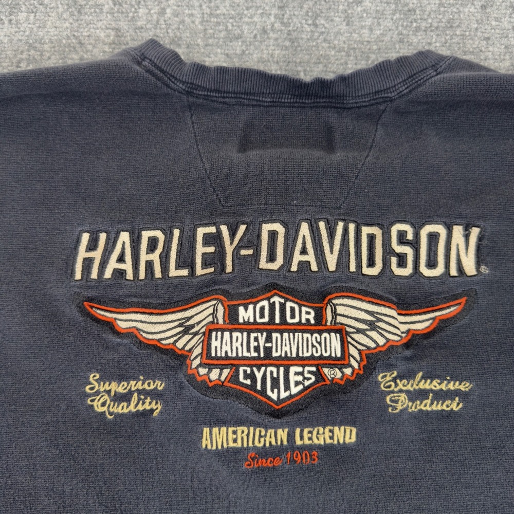 Harley-Davidson Embroidered Henley Long Sleeve Shirt Black Size 2XL